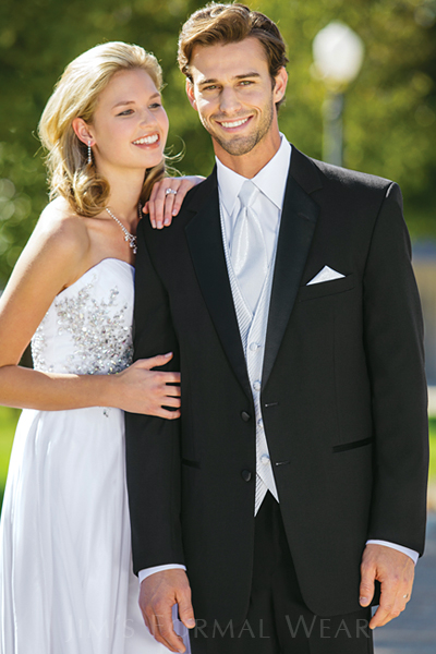 black prom dress with black tux